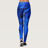 Blau blühende Blumen blauer Rose Leggings (Rückseite)