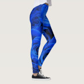 Blau blühende Blumen blauer Rose Leggings (Rechts)