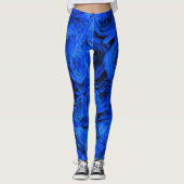 Blau blühende Blumen blauer Rose Leggings (Vorderseite)