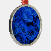 Blau blühende Blumen blauer Rose Ornament Aus Metall (Rechts)