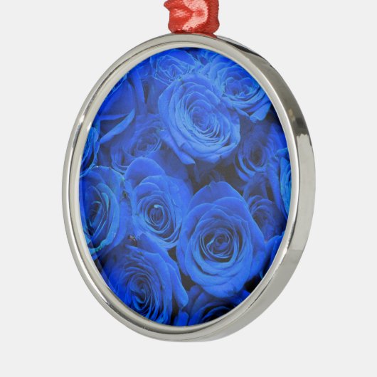 Blau blühende Blumen blauer Rose Ornament Aus Metall (Links)