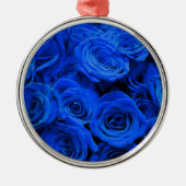 Blau blühende Blumen blauer Rose Ornament Aus Metall (Vorne)