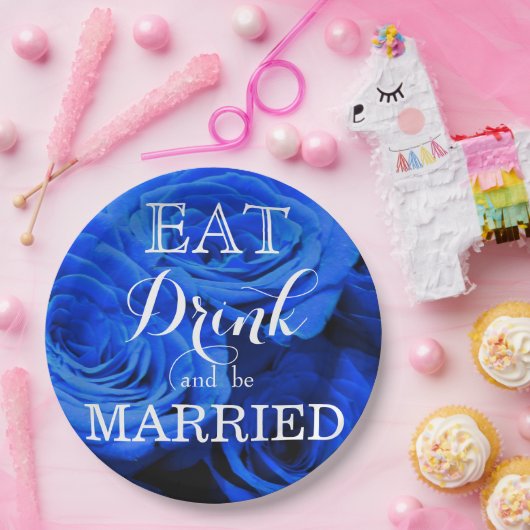 Blau blühende Blumen blauer Rose Pappteller