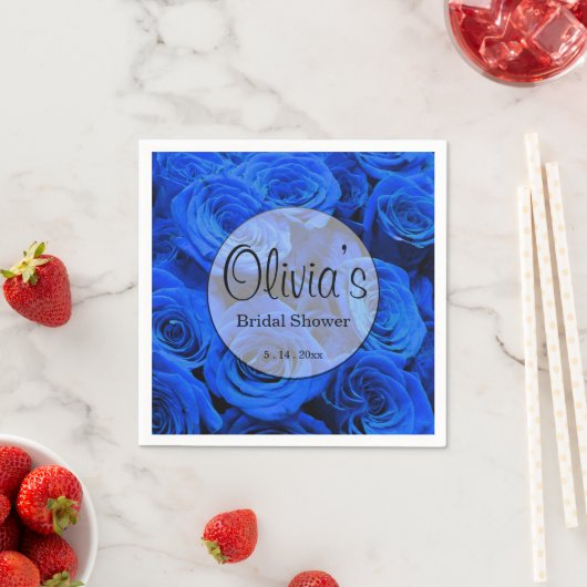 Blau blühende Blumen blauer Rose Serviette (Beispiel)