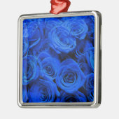Blau blühende Blumen blauer Rose Silbernes Ornament (Links)