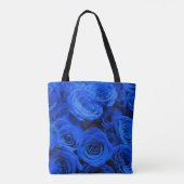 Blau blühende Blumen blauer Rose Tasche (Rückseite)