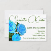 Blau blühende Rose mit Blumen Save The Date (Vorderseite)