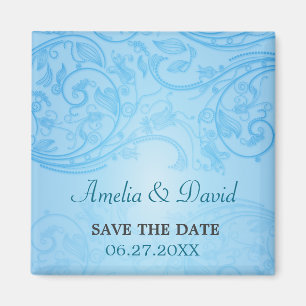 Blau blüht Save the Date Wedding Magneten Magnet