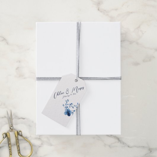 Blau, Blume Blossom, klein, Geschenkanhänger (Mit Garn)