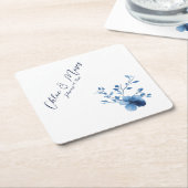 Blau, Blume Blossom, klein, Rechteckiger Pappuntersetzer (angewinkelt)