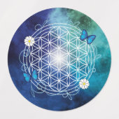 blau, Blume des Lebens, geometrisch heilig, mandal Etiketten (Design 2)