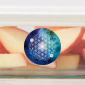 blau, Blume des Lebens, geometrisch heilig, mandal Etiketten (Befestigt)