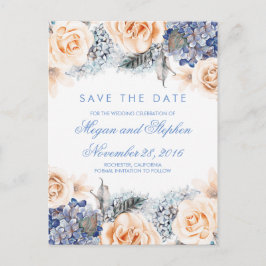 Blau-Blume Wasserfarbe Save the Date Ankündigungspostkarte