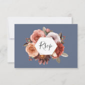 Blau, Blüte, Burgund Blüte ohne Mahlzeiten UAWG RSVP Karte (Vorderseite)