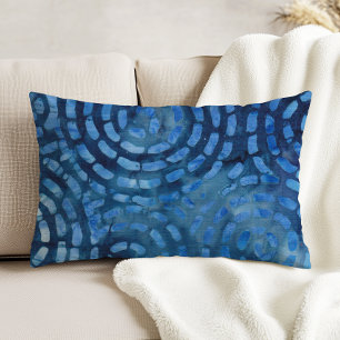Blau Boho Batik Abstrakte Spiralen Dekokissen