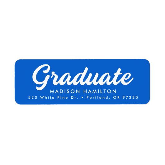 Blau | Bold Script Abschluss Rücksendeadresse (Vorne)