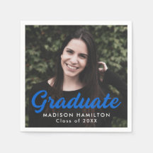 Blau | Bold Script Foto Abschluss