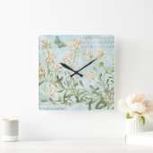 Blau botanisch quadratische wanduhr (Zuhause)