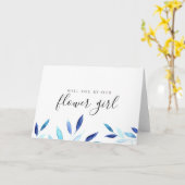 Blau botanisch werden Sie unser Blumenmädchen sein Karte (Gelbe Blume)