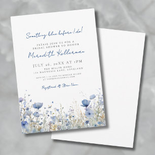 Blau Botanischer Wildblumen-Hochzeitsempfang Einladung
