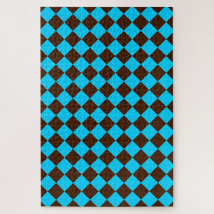Blau Braun Diamant Schachbrettmuster Puzzle