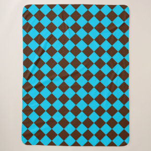 Blau Braun Diamant Schachbrettmuster Sherpadecke