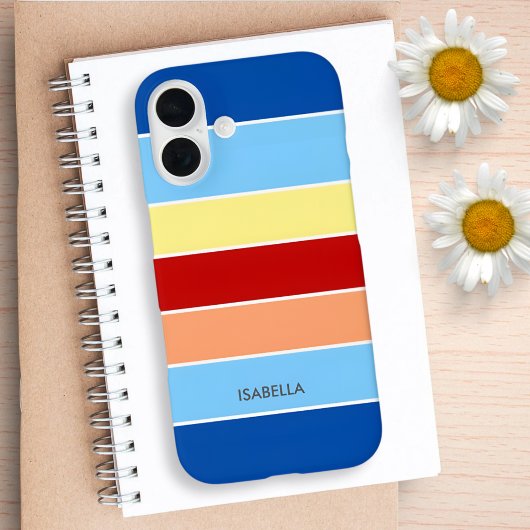 Blau-braun-gelbe Streifen Monogram-Mat Case-Mate iPhone Hülle