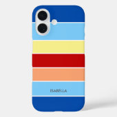 Blau-braun-gelbe Streifen Monogram-Mat Case-Mate iPhone Hülle (Rückseite)