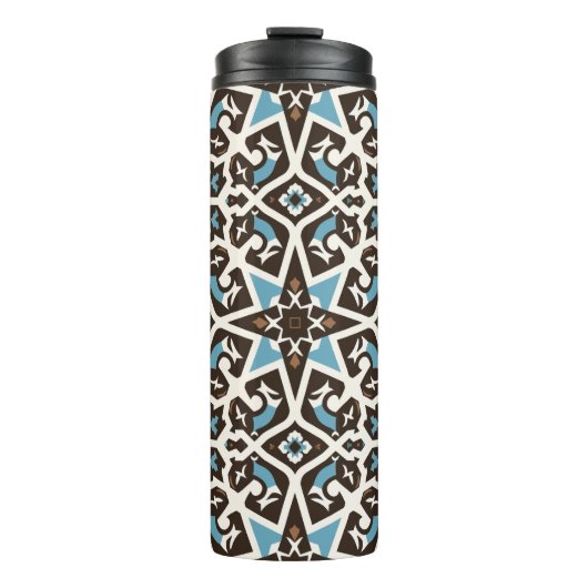 Blau-braun-geometrische Thermal-Tumbler Thermosbecher (Vorderseite)