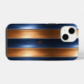 Blau & Braun gestreift iPhone Hülle (Rückseite (Horizontal))