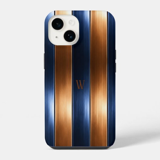 Blau & Braun gestreift iPhone Hülle (Rückseite)