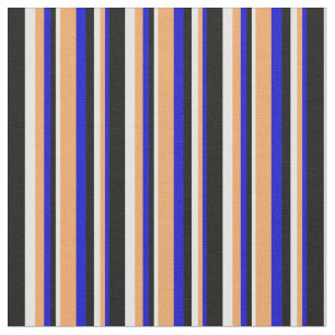 Blau, braun, Minzcreme und schwarzes Muster Stoff