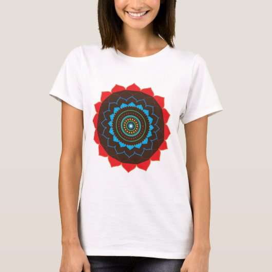 Blau, braun, orange, Red Mandala T-Shirt (Vorderseite)