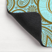 Blau & braun Paisley Retro Muster-Monogramm Mousepad (Ecke)