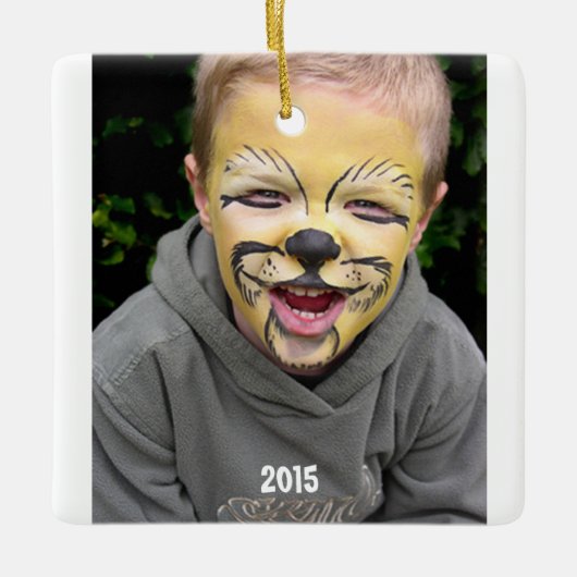 Blau & braun Stechen Ray Dot Streifen Foto Keramikornament (Vorderseite)