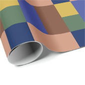 Blau-braun-Tan-Gelb-Farbblock drucken Geschenkpapier (Rolleneckpunkt)