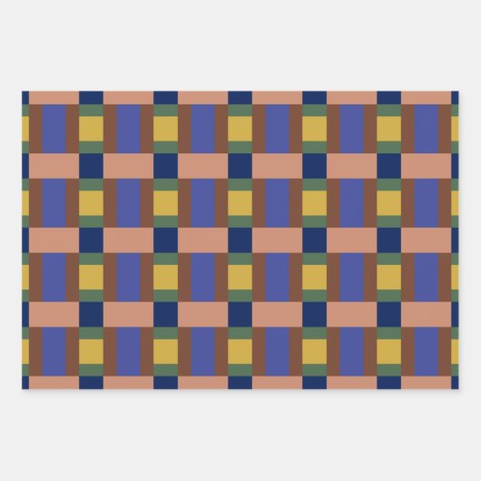 Blau-braun-Tan-Gelb-Farbblock drucken Geschenkpapier Set (Vorderseite 2)