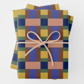 Blau-braun-Tan-Gelb-Farbblock drucken Geschenkpapier Set (Beispiel)