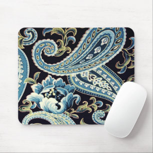 Blau Braun Vintage Paisley Mousepad