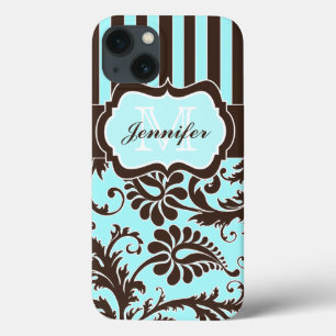 Blau, braun, weiß gestreifte Damaske-iPad Air Hüll Case-Mate iPhone Hülle