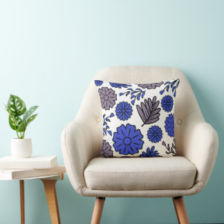 Blau-braune Blume Kissen