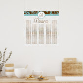 Blau-braune Damaskus-Sitzkarte für Empfang Poster (Küche)