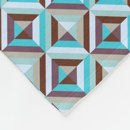 Blau-braunes Muster - Quilt-Muster Fleecedecke (Ecke)