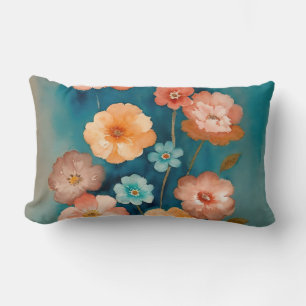 Blau, Bronze und Rostflora Lendenkissen