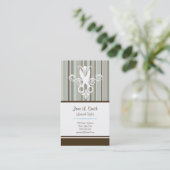 Blau/Brown-Streifen-Scheren Terminkarte (Stehend Vorderseite)