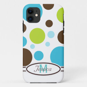 Blau, Brown und grüner Monogramm iPhone 5 Kasten 11 Hülle
