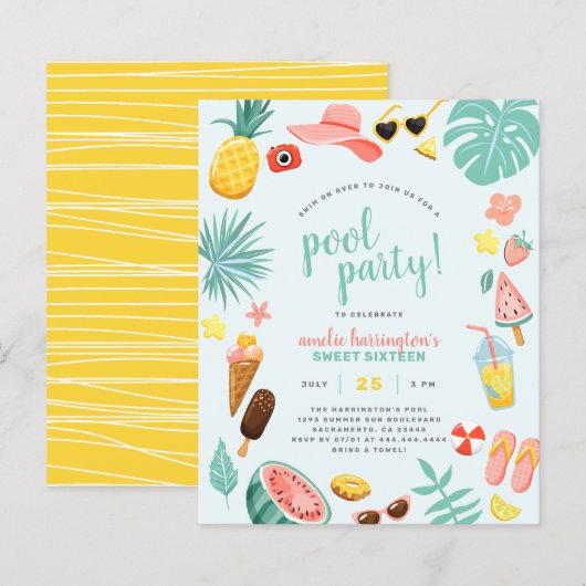 Blau | Budget Ananas Tropical Pool Party (Vorne/Hinten)