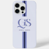 Blau | Chic Stripes Monogramm Case-Mate iPhone Hülle (Rückseite)