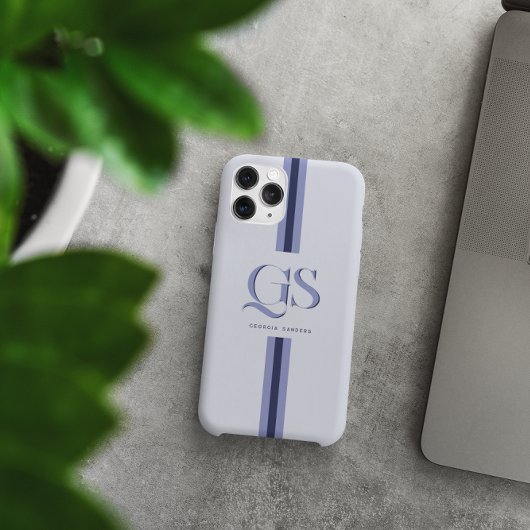 Blau | Chic Stripes Monogramm Case-Mate iPhone Hülle
