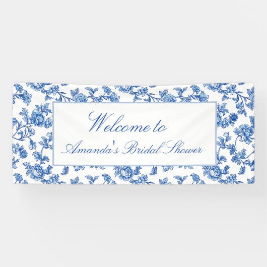 Blau-Chinoiserie-Brautparty Banner (Horizontal)